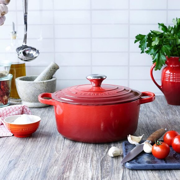 Le Creuset Enameled Cast Iron Signature Round Dutch Oven, 7.25 qt., Cerise - Picture 6 of 12